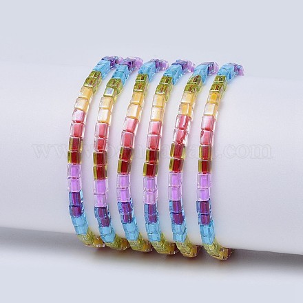 Регулируемые стеклянные плетеные браслеты из бисера BJEW-P256-F01-1