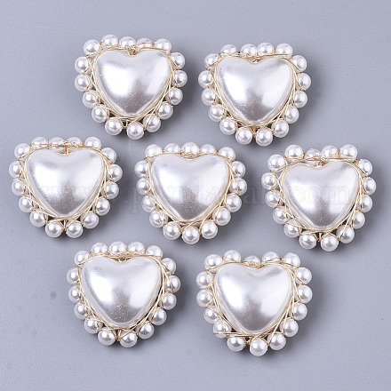 Pendentifs tissés en perles d'imitation en plastique abs FIND-N050-06-1