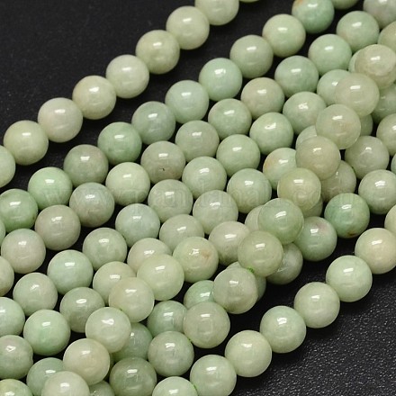 Runde natürliche myanmarische Jade / Burmese Jade Perlenstränge G-K068-11-6mm-1