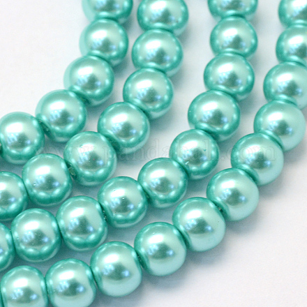 Backen gemalt pearlized Glasperlen runden Perle Stränge HY-Q003-10mm-65-1