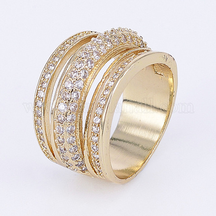 Brass Micro Pave Cubic Zirconia Finger Rings RJEW-E145-32G-1