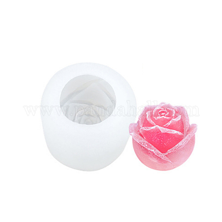 バラの花の形の DIY キャンドルシリコンモールド  香りのよいキャンドル作りに  ホワイト  4.8x4.1cm WG45115-03-1