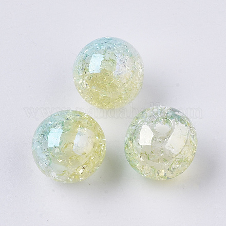UV Plating Transparent Crackle Acrylic Beads TACR-Q271-001D-1