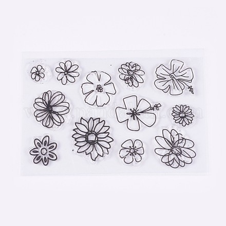 シリコーン切手  DIYスクラップブッキング用  装飾的なフォトアルバム  カード作り  花  透明  14~41x17~39mm DIY-L010-Y84-1