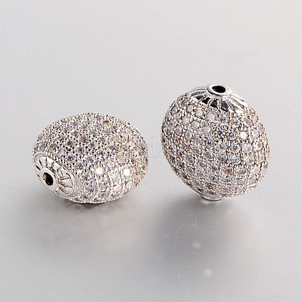 Perles plates et plates en laiton avec zircone cubique de micro pave ZIRC-J004-15P-1