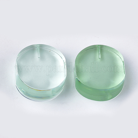 半透明の樹脂ビーズ  片穴  オーバル  淡緑色  27x24x13mm  半分穴：1mm CRES-T014-19E-1