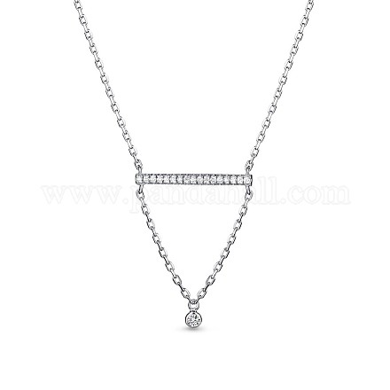 TINYSAND Triangle Design 925 Sterling Silver Cubic Zirconia Pendant Necklaces TS-N324-S-1