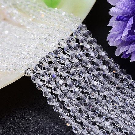 Faceted Round Imitation Austrian Crystal Glass Bead Strands G-PH0008-01-6mm-1