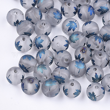 Tema de otoño electrochapa perlas de vidrio transparente X-EGLA-S178-01C-1