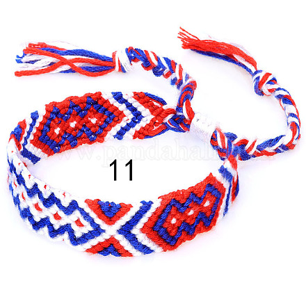 Bracelet cordon coton tressé motif losanges FIND-PW0013-003A-11-1