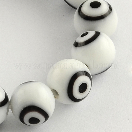 Main ronde perles au chalumeau mauvais œil brins X-LAMP-R114-8mm-06-1