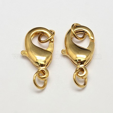 Rack Plating and Vacuum Plating Brass Lobster Claw Clasps for Jewelry Necklace Bracelet Making KK-I599-10mm-G-RS-1