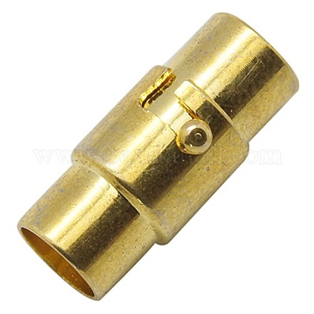真鍮製マグネチックネジ式クラスプ  コラム  ゴールドカラー  15x7mm  穴：4.8mm X-MC077-G-1