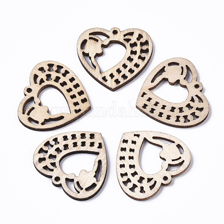 Undyed Natural Wooden Pendant WOOD-T028-20-1