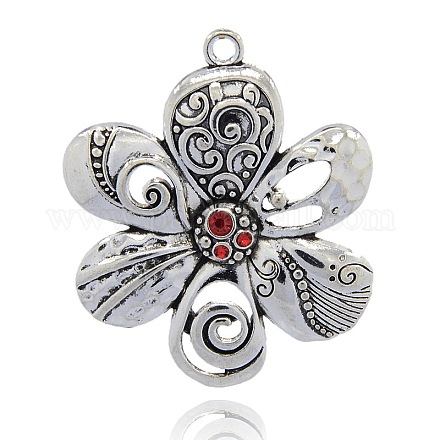 Antichi strass lega d'argento grandi pendenti fiore per fare collana ALRI-O008-01-1