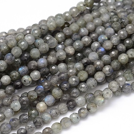 Labradorita natural hebras de perlas reronda G-O094-06-6mm-1