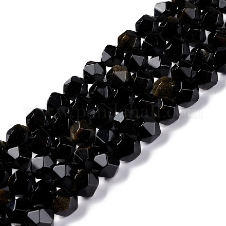Chapelets de perles en obsidienne dorée naturelle G-C229-01C-1