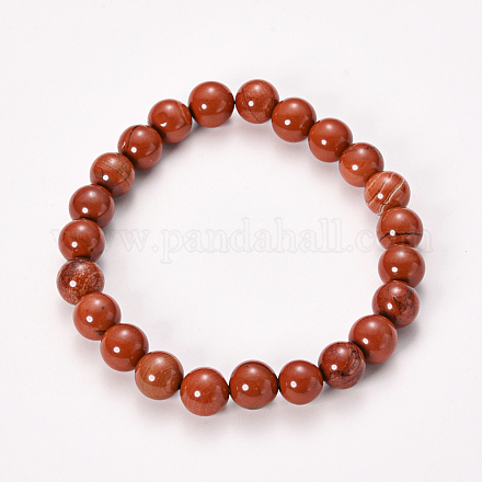 Rouges bracelets naturels stretch jasper de perles BJEW-Q692-19-10mm-1
