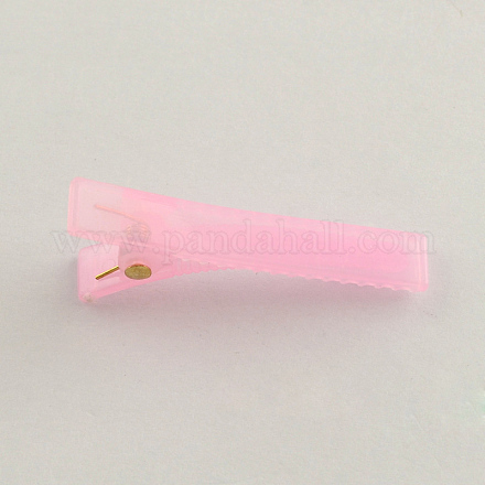 ヘアアクセサリー作りのためのキャンディーカラーの小さなプラスチック製のワニのヘアクリップのパーツ  ピンク  41x8mm PHAR-Q005-07-1