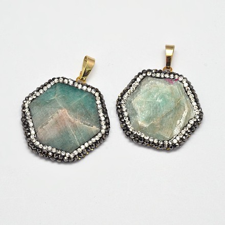 Hexagon Faceted Natural Amazonite Pendants G-M249-40A-1