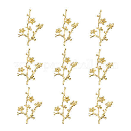 合金カボショントレイセッティング  花と枝  ゴールドカラー  55x37x6mm  トレイ：3.5mm X-PALLOY-G253-31G-1