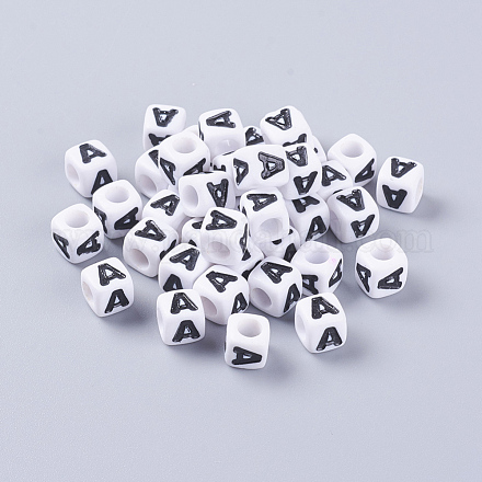 Perles lettre chunky un cube acrylique pour les enfants bijoux X-PL37C9129-A-1