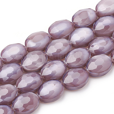 Chapelets de perles en verre opaque de couleur unie X-GLAA-N032-02H-1