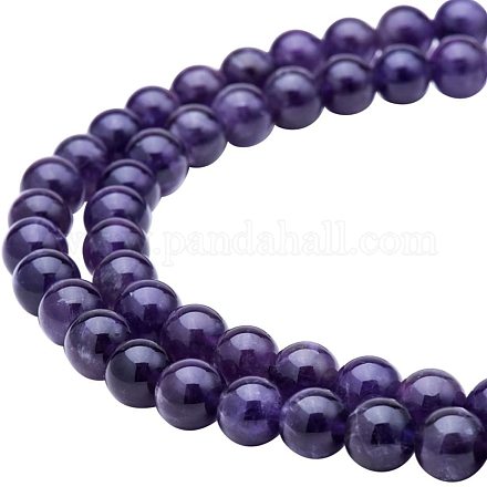Pandahall élite grade ab magnifique violet améthyste naturelle gemme ronde perles en vrac pour la fabrication de bijoux accessoires de découverte (8 mm x 1 brins) G-PH0018-8mm-1