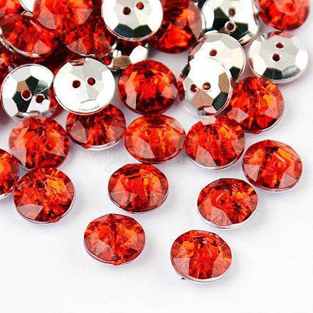 Botones redondos planos del diamante artificial de acrílico de Taiwán de 2-agujero BUTT-F015-11.5mm-32-1