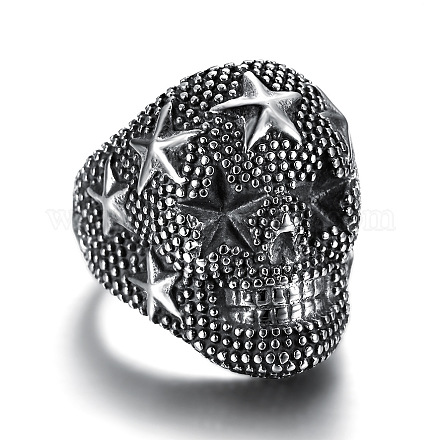Массивное широкополосное кольцо с черепом и звездой GUQI-PW0001-229I-01-1