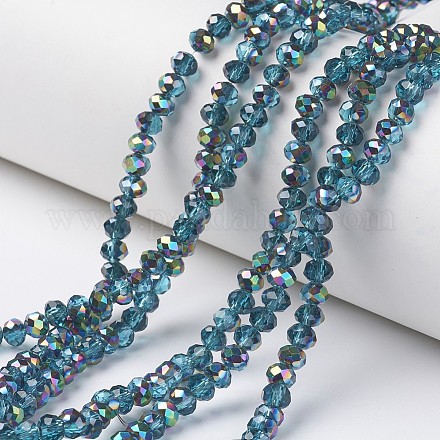Electroplate Transparent Glass Beads Strands EGLA-A034-T6mm-Q12-1