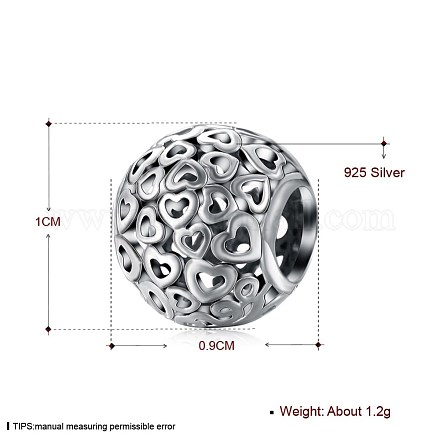 925 тайский стерлингового серебра европейские шарики OPDL-BB23879-1