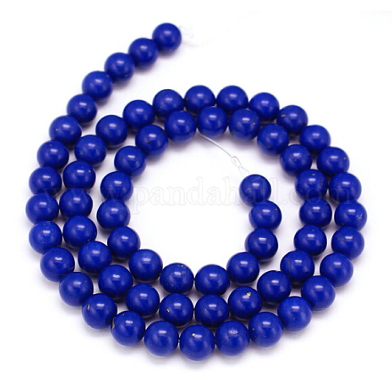 Lapislázuli sintéticas teñidas hebras de perlas redondas G-P070-48-10mm-1