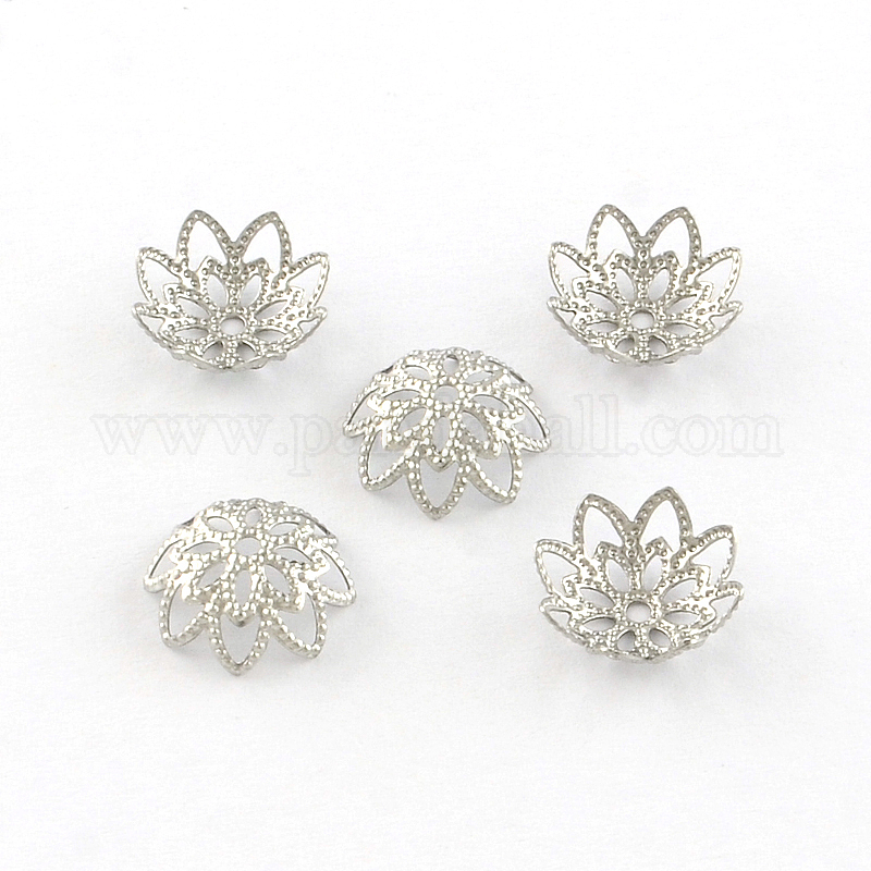 UNICRAFTALE Environ 120 pièces 6 tailles Capuchons de Perles de Fleurs Multi-Pétales 2 couleurs 304 embouts D'Entretoise en Acier Inoxydable Entretoises de Capuchon de Perle pour Fabrication de Bijoux