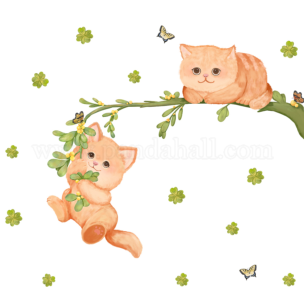Shop SUPERDANT Cartoon Cat Wall Decals Cute Cat On The Tree Branches