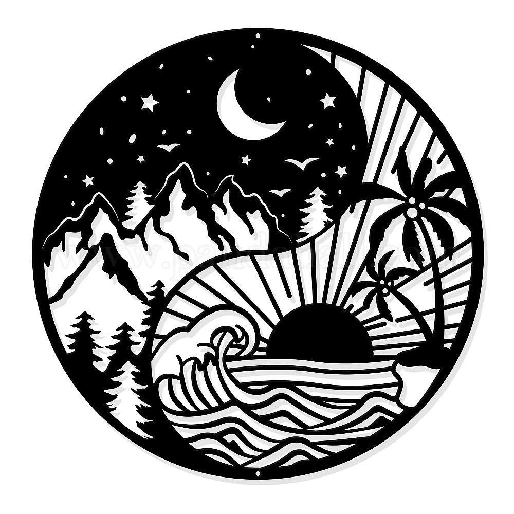 Wholesale NBEADS Yin Yang Metal Wall Art Decor