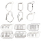 48Pcs 6 Styles Brass Leverback Earring Findings, with Horizontal Loop, Silver, 13~16.5x8~11x1.5~6mm, Hole: 1.4~1.8mm, Pin: 0.7~0.8mm, 8Pcs/style