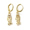 Brass Clear Cubic Zirconia Hoop Earrings, Real 18K Gold Plated, Letter Y, 31.5mm, pendants: 18.5x8x2mm