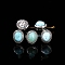 Natural Larimar Beads, Alloy Oval Beads, Platinum, 14x12x9mm