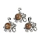 Natural Picture Jasper Pendants, Rack Plating Brass Rhinestone Elephant Charms, Platinum, Cadmium Free & Lead Free, 17.5x20.5x8mm, Hole: 5x8mm