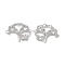 Brass Micro Pave Clear Cubic Zirconia Connector Charms, Tree Links with Swing, Platinum, 23x30x3mm, Hole: 1.6mm