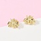 Brass Stud Earrings, Bees, Golden, 7x9.5mm