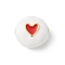 Brass Enamel Beads, Round with Heart, Rack Plating, Cadmium Free & Lead Free, Long-Lasting Plated, Real 18K Gold Plated, White, 12x13x5.5mm, Hole: 1.8mm