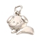 Brass Charms, Long-Lasting Plated, Rack Plating, Lead Free & Cadmium Free, with Jump Ring, Platinum, Dog, 9.5x9.5x2mm