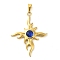 304 Stainless Steel Big Pendants, with Acrylic Rhinestone, Cross with Sun Charm, Golden, Dark Blue, 55.5x46x6.5mm, Hole: 10x4.5mm