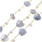 Handmade Natural Aventurine Nuggest Beaded Chains, Soldered, with ABS Plastic Beads and Rack Plating Brass Findings, Long-Lasting Plated, Lead Free & Cadmium Free, with Spool, Real 18K Gold Plated, 4~7x6~12x3~5mm
