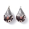 Tibetan Style Teardrop Beads, Resin Imitation Beeswax, with Antique Silver Brass Findings, Black, 34x21x13mm, Hole: 5mm