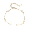 Brass Pave Clear Cubic Zirconia Flat Round Cross Bracelet Making, with 304 Stainless Steel Chain Extenders, Real 18K Gold Plated, 6-1/8 inch(15.7cm)