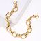 Stainless Steel Oval Link Chain Bracelet, Golden, Inner Diameter: 7-1/2 inch(19cm)