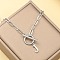 Stainless Steel Paperclip Chain Initial Necklaces with OT Clasps, Stainless Steel Color, Letter J, 18.11 inch(46cm)